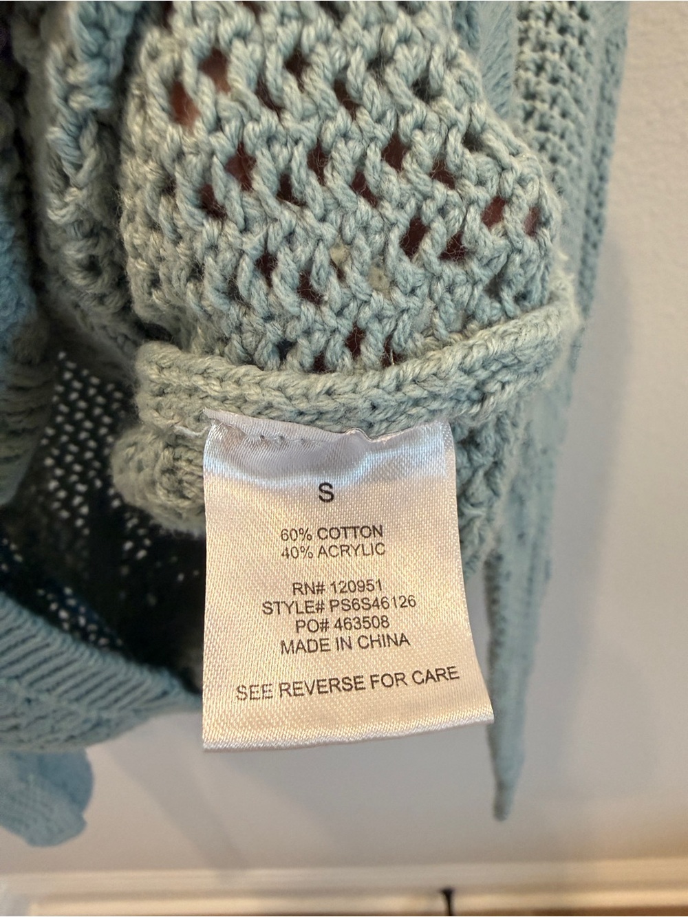 Pink Rose Light Blue Crochet Button-Front Cardigan - Picture 4 of 5